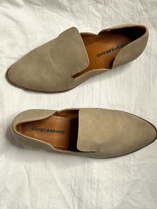 Lucky Brand Shoes - Lucky Brand Mizina Slip-On Shooties Taupe / Beige Block Heel Size 6